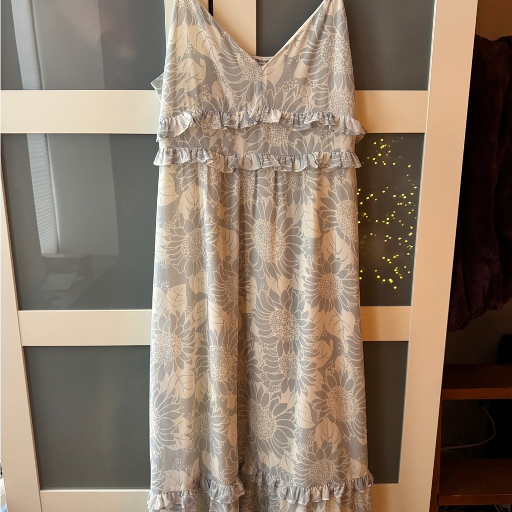 Madewell blue  Ruffled Embellished Maxi Sundress